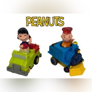 1989 PEANUTS CARS CHARLIE BROWN TRAIN LUCY CAR VINTAGE PUSH TOY HAPPY MEAL TOY